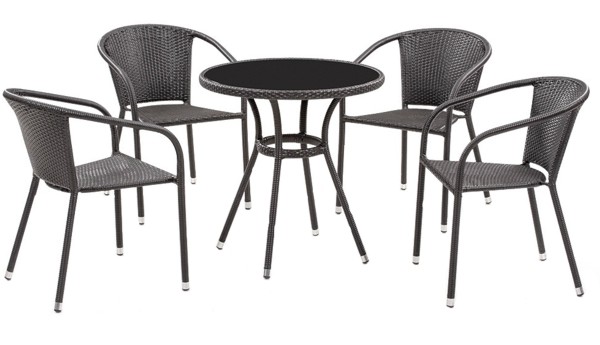 Набор мебели Kafe искусственный ротанг (круглый стол и 4 кресла)
